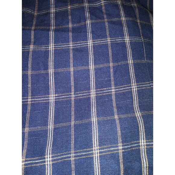 Vintage Danielle Martin Navy Blue & Tan Plaid Linen Blend Double Beasted Blazer - Picture 4 of 6